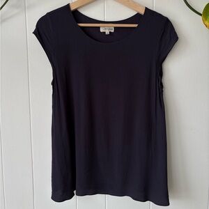 Wilfred Free Juliger Navy Short Sleeve Blouse Small